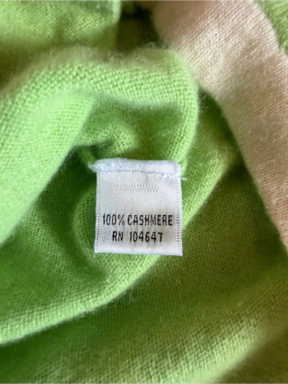Talbots Pure Cashmere Mint Green Cardigan with Cream Trim - Picture 3 of 9